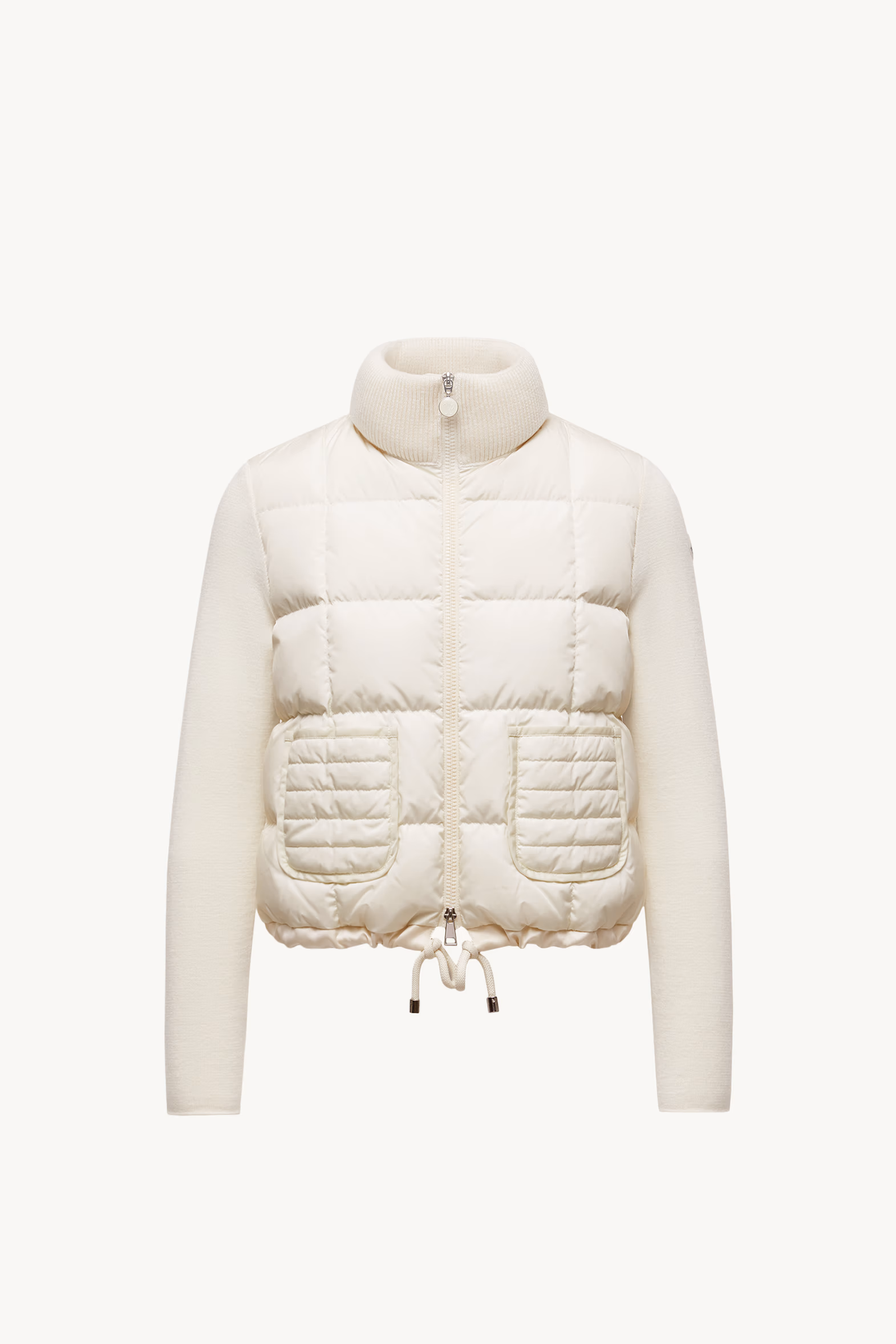 Cardigan zippé en laine à matelassage en carré Femmes Blanc Moncler 2